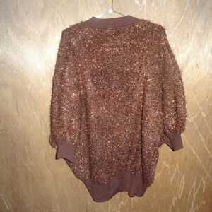 Maeve Anthropologie Brown Shimmer Keyhole Back Sweater